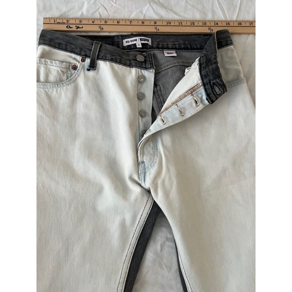 RE DONE X Levi’s Black & White Panel High Rise Raw Hem Jeans Size 29 - Picture 8 of 11
